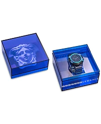 Versace Men's Swiss Chronograph Icon Active Black Silicone Strap Watch 44mm