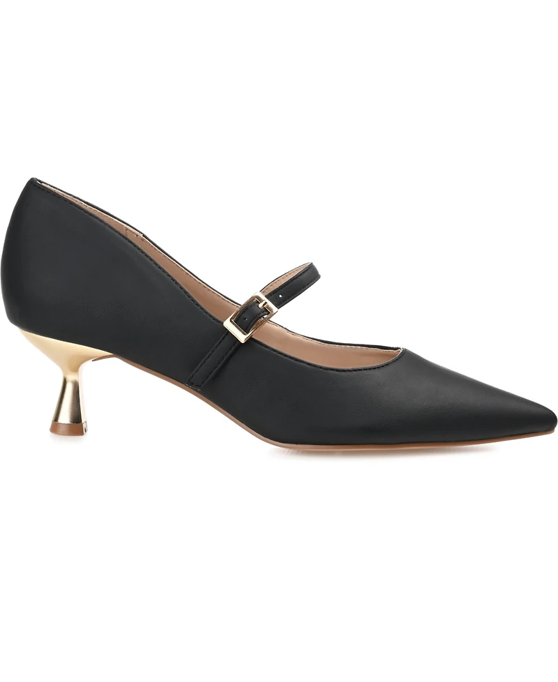Journee Collection Women's Manza Pointed Toe Mary Jane Kitten Heel Pumps