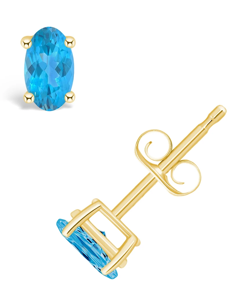 Blue Topaz (1/2 ct. t.w.) Stud Earrings 14K White Gold or