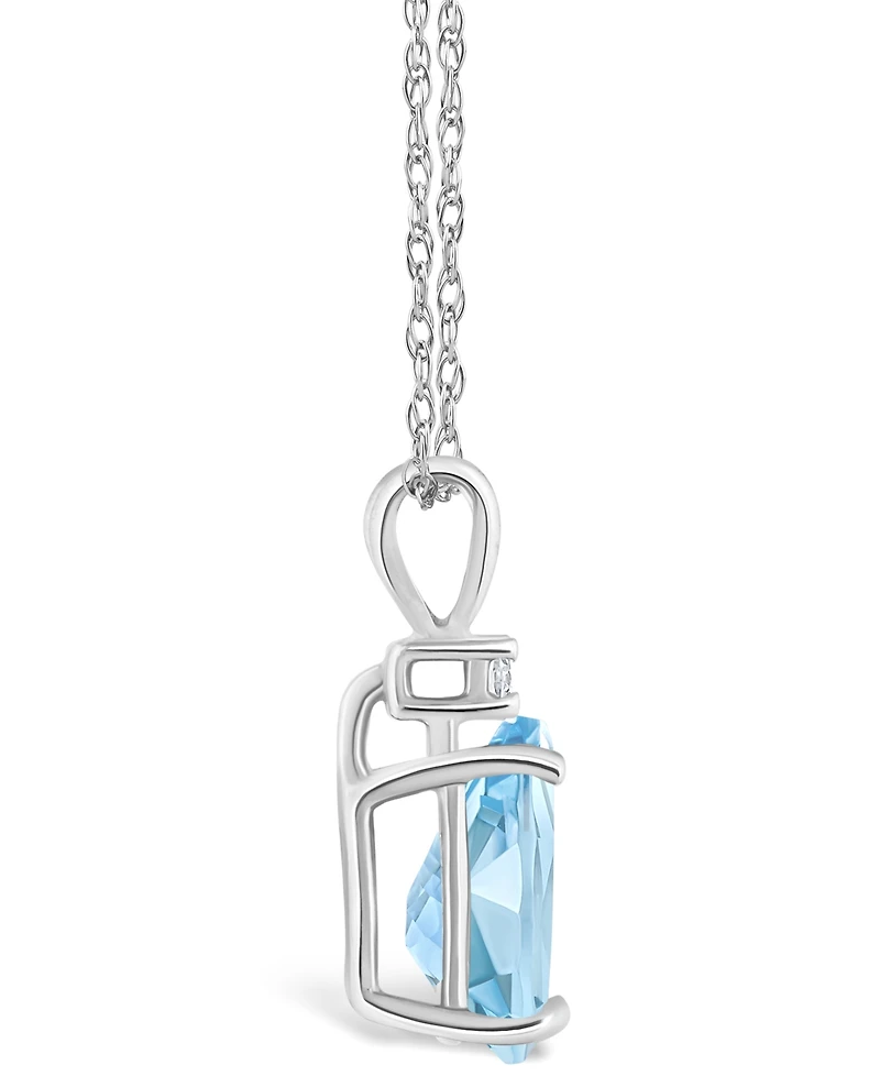 Aquamarine (1 ct. t.w.) and Diamond Accent Pendant Necklace 14K Yellow Gold or White