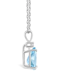 Aquamarine (1 ct. t.w.) and Diamond Accent Pendant Necklace 14K Yellow Gold or White
