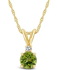 Peridot (1 ct.t.w) and Diamond Accent Pendant Necklace 14K Yellow Gold