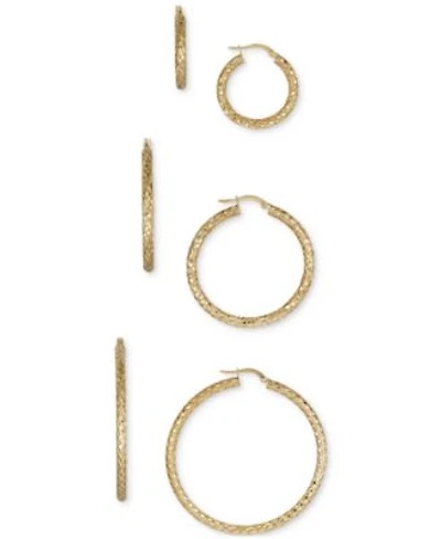Snake Texture Hoop Earrings In 10k Gold