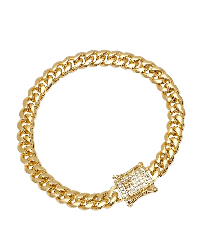Steeltime Miami Cuban Chain with Simulated Diamond Box Clasp Bracelet