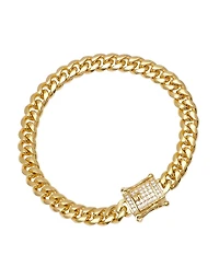 Steeltime Miami Cuban Chain with Simulated Diamond Box Clasp Bracelet