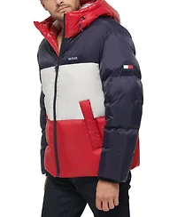 Tommy Hilfiger Men's Colorblock Performance Hooded Puffer Jacket