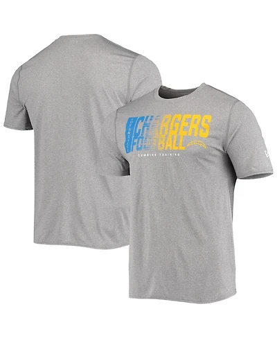 Men's New Era Heathered Gray Los Angeles Chargers Combine Authentic Game On T-shirt
