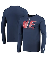 Men's New Era Navy England Patriots Combine Authentic Static Abbreviation Long Sleeve T-shirt