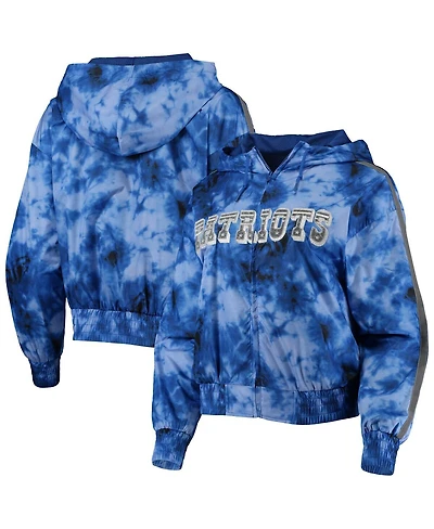 Women's Mitchell & Ness Navy New England Patriots Galaxy Full-Zip Windbreaker Hoodie Jacket