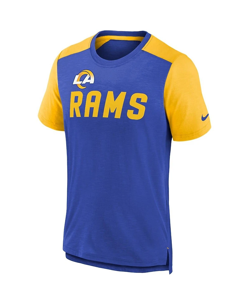 Big Boys Nike Heathered Royal, Heathered Gold Los Angeles Rams Colorblock Team Name T-shirt
