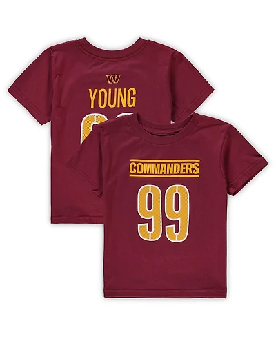 Preschool Boys and Girls Chase Young Burgundy Washington Commanders Mainliner Player Name and Number T-shirt