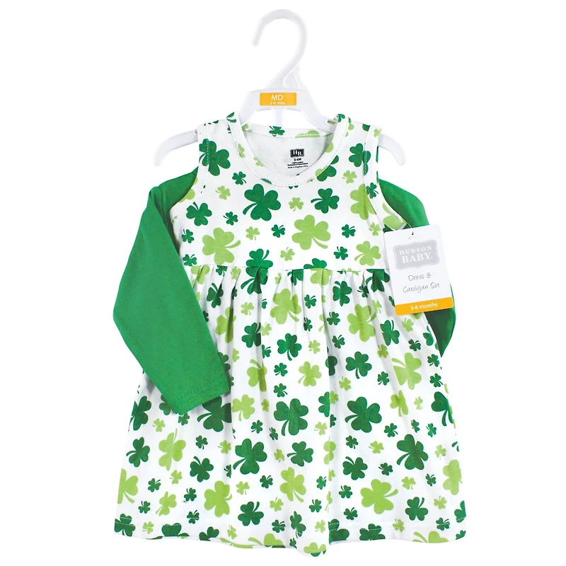 Hudson Baby Baby Girls Hudson Cotton Dress and Cardigan Set