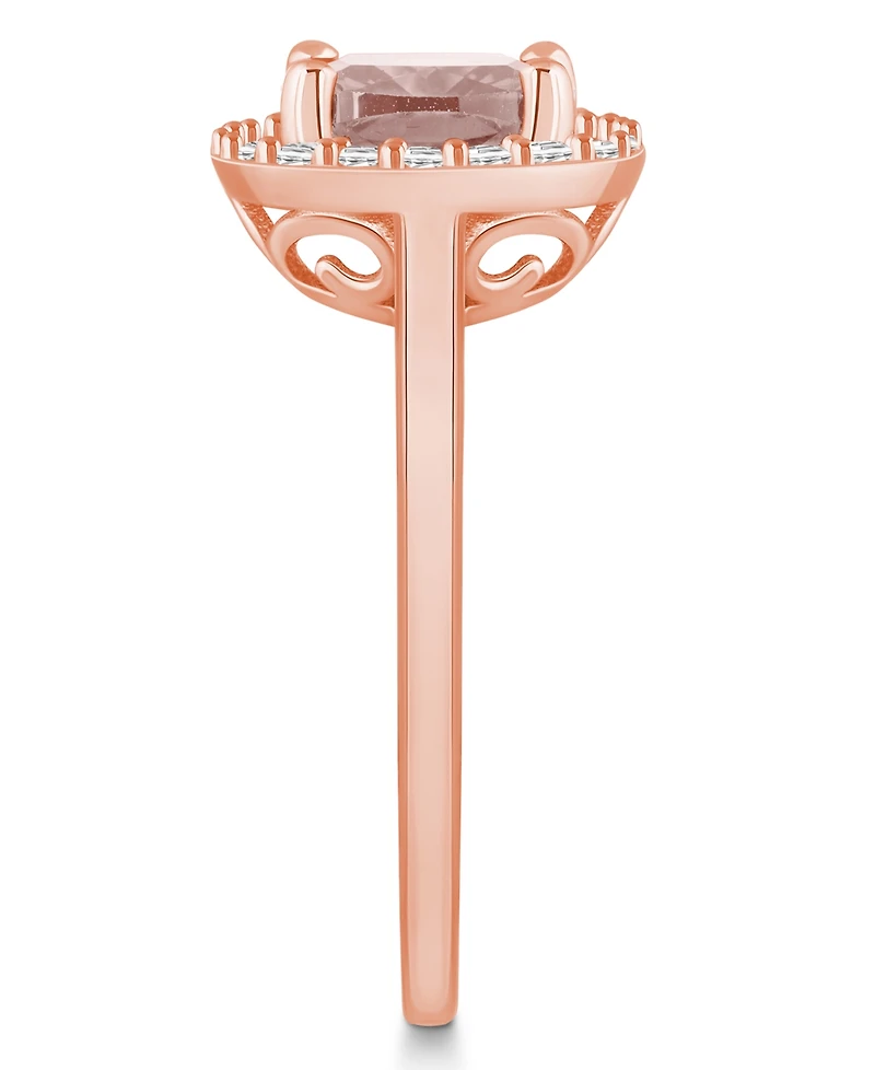 Macy's Morganite (2 ct. t.w.) and Diamond (1/4 Halo Ring 14K Rose Gold