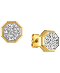 Men's Diamond Pave Cluster Octagon Stud Earrings (1/4 ct. t.w.) in Stainless Steel & Gold Ion-Plated Stainless Steel