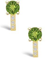 Macy's Peridot (1-7/8 ct. t.w.) and Diamond (1/8 ct. t.w.) Stud Earrings in 14K Yellow Gold