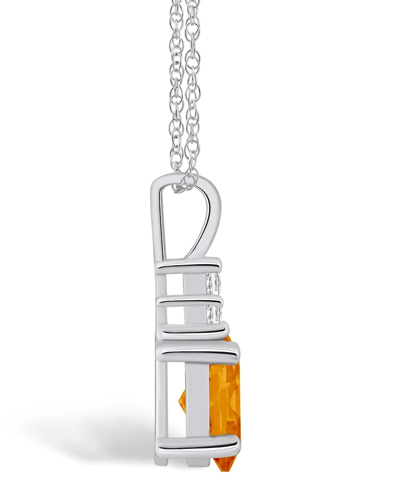Macy's Citrine (1-1/5 Ct. T.w.) and Diamond (1/10 Ct. T.w.) Pendant Necklace in 14K Gold