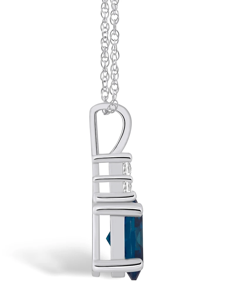 Macy's London Blue Topaz (1-5/8 Ct. T.w.) and Diamond (1/10 Ct. T.w.) Pendant Necklace in 14K Gold