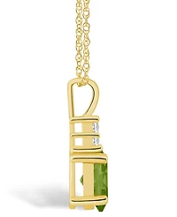 Macy's Peridot (1-1/3 Ct. T.w.) and Diamond (1/10 Ct. T.w.) Pendant Necklace in 14K Yellow Gold