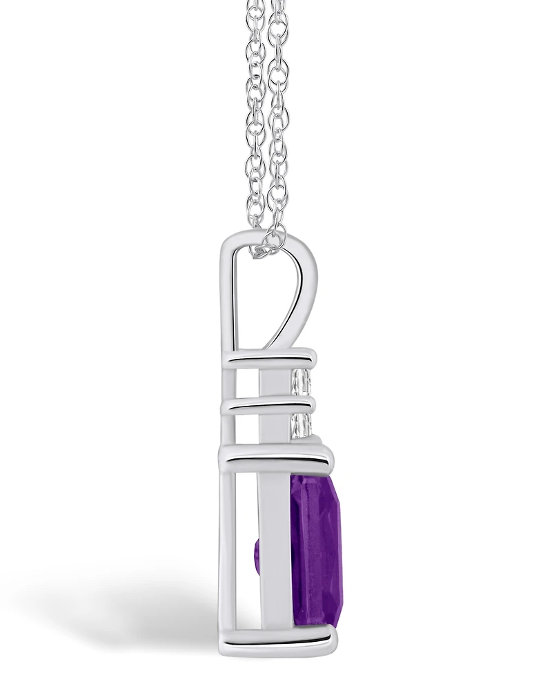 Macy's Amethyst (1-5/8 Ct. T.w.) and Diamond (1/10 Ct. T.w.) Pendant Necklace in 14K White Gold