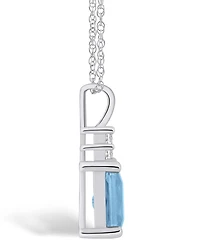 Macy's Aquamarine (1-3/8 Ct. T.w.) and Diamond (1/10 Ct. T.w.) Pendant Necklace in 14K White Gold