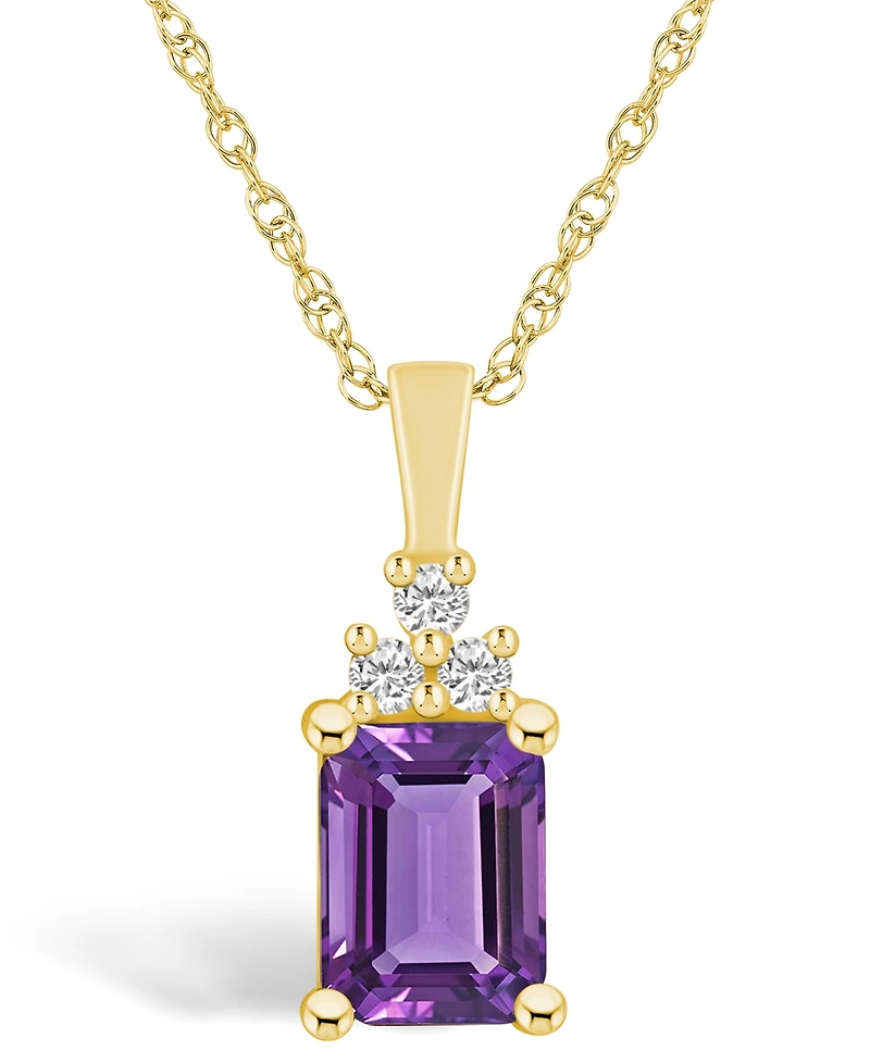 Macy's Amethyst (1-5/8 Ct. T.w.) and Diamond (1/10 Ct. T.w.) Pendant Necklace in 14K Yellow Gold