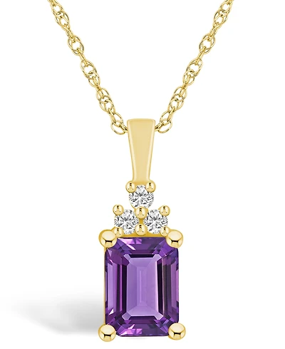 Macy's Amethyst (1-5/8 Ct. T.w.) and Diamond (1/10 Ct. T.w.) Pendant Necklace in 14K Yellow Gold