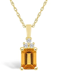 Macy's Citrine (1-5/8 Ct. T.w.) and Diamond (1/10 Ct. T.w.) Pendant Necklace in 14K Yellow Gold