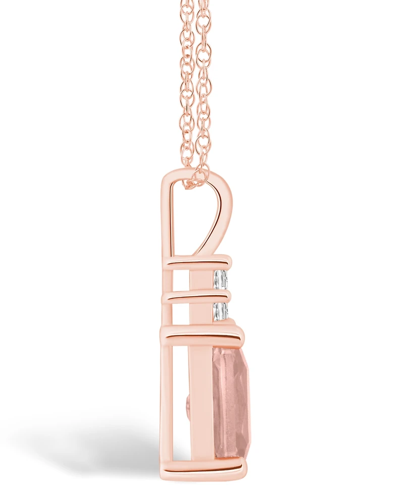 Macy's Morganite (1-3/8 Ct. T.w.) and Diamond (1/10 Ct. T.w.) Pendant Necklace in 14K Rose Gold