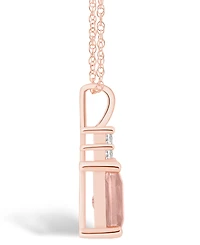 Macy's Morganite (1-3/8 Ct. T.w.) and Diamond (1/10 Ct. T.w.) Pendant Necklace in 14K Rose Gold