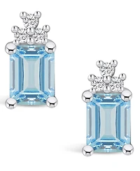 Macy's Aquamarine (2-3/4 Ct. T.w.) and Diamond (1/5 Ct. T.w.) Stud Earrings in 14K White Gold