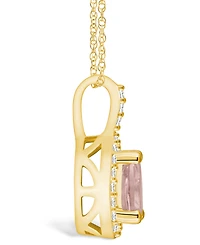 Macy's Morganite (3/4 Ct. T.w.) and Diamond (1/5 Ct. T.w.) Halo Pendant Necklace in 14K Yellow Gold