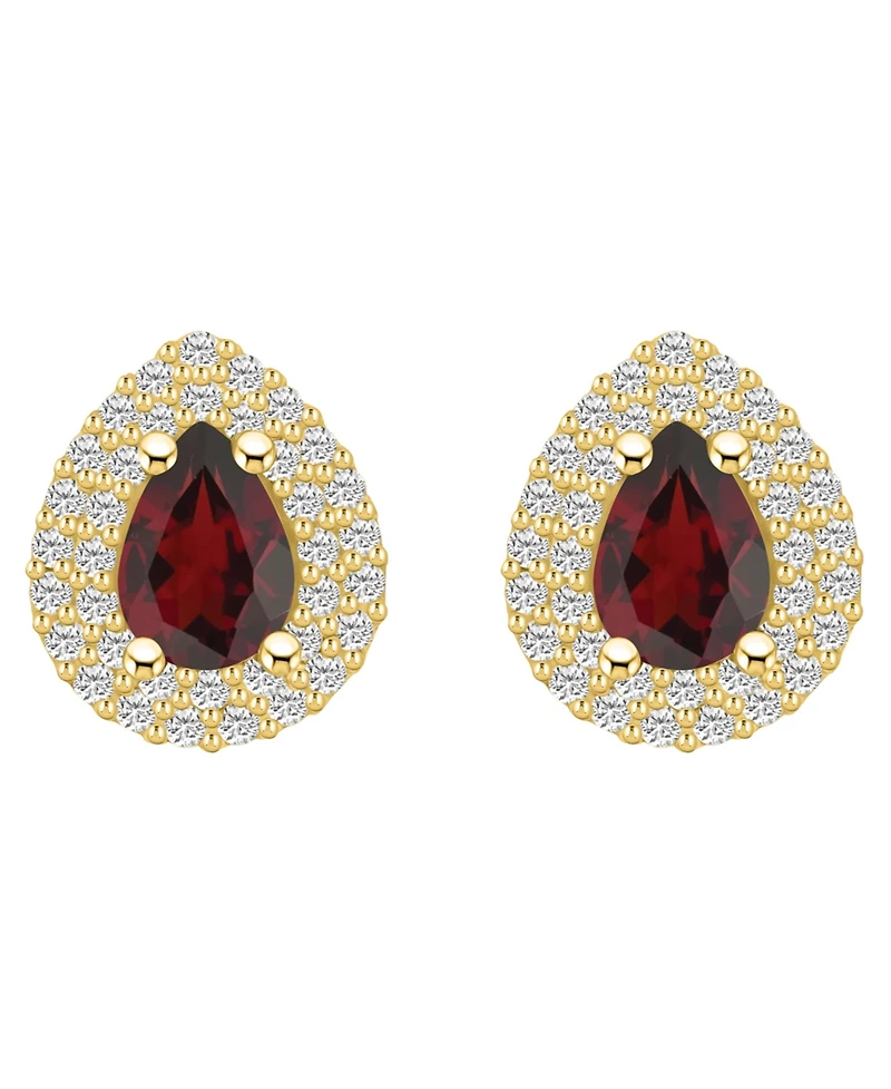 Macy's Garnet (1-3/4 ct. t.w.) and Diamond (5/8 ct. t.w.) Halo Stud Earrings in 14K Yellow Gold