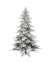 Puleo 6.5FT Pre-Lit Flocked Union Fir Tree