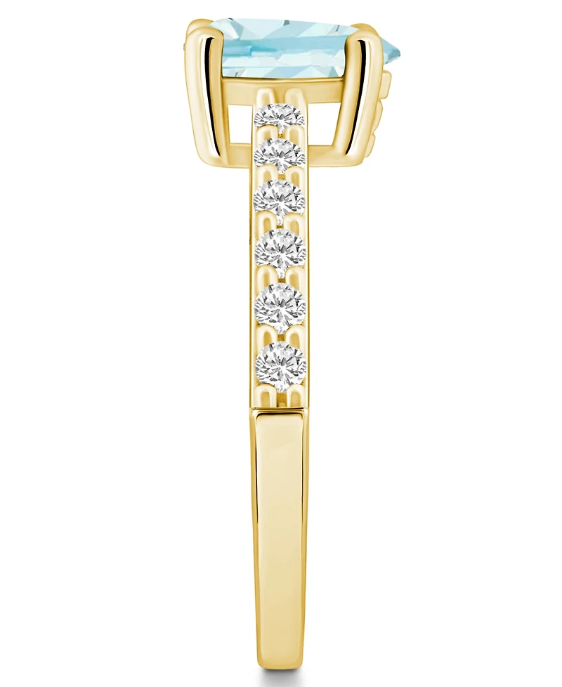 Macy's Aquamarine (3/4 Ct. T.w.) and Diamond (1/3 Ring 14K Yellow Gold