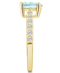 Macy's Aquamarine (3/4 Ct. T.w.) and Diamond (1/3 Ring 14K Yellow Gold