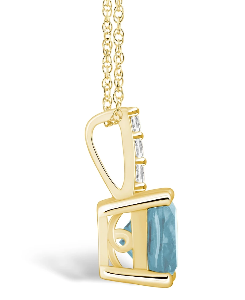 Macy's Aquamarine ( Ct. T.w.) and Diamond Accent Pendant Necklace in 14K Gold
