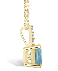 Macy's Aquamarine ( Ct. T.w.) and Diamond Accent Pendant Necklace in 14K Gold