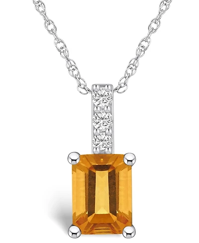 Macy's Citrine (1-5/8 Ct. T.w.) and Diamond Accent Pendant Necklace in 14K Gold
