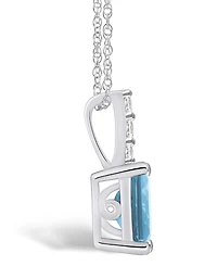 Macy's Aquamarine (1-3/8 Ct. T.w.) and Diamond Accent Pendant Necklace in 14K Gold