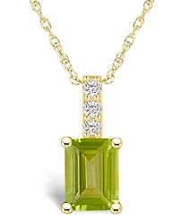 Macy's Peridot (1-3/4 Ct. T.w.) and Diamond Accent Pendant Necklace in 14K Gold