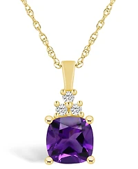 Macy's Amethyst (2 Ct. T.w.) and Diamond (1/10 Ct. T.w.) Pendant Necklace in 14K Yellow Gold