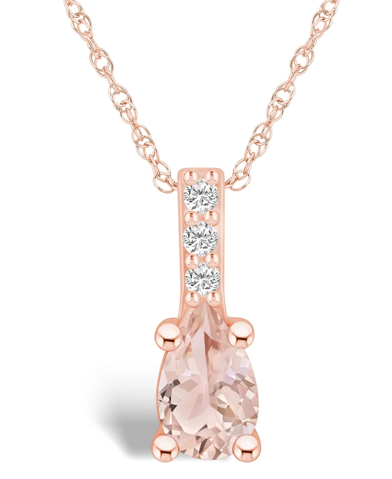 Macy's Morganite (3/4 Ct. T.w.) and Diamond Accent Pendant Necklace in 14K Rose Gold