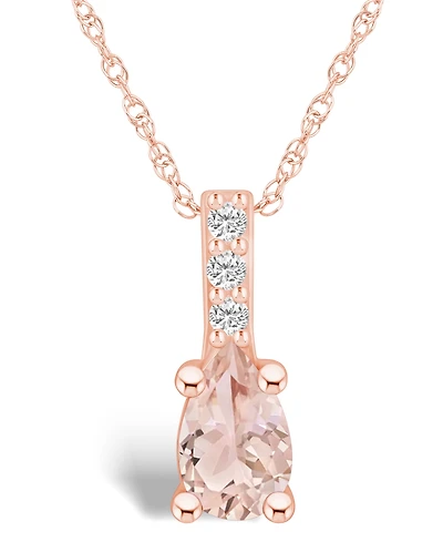 Macy's Morganite (3/4 Ct. T.w.) and Diamond Accent Pendant Necklace in 14K Rose Gold