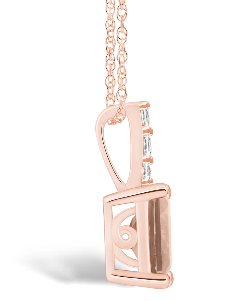 Macy's Morganite (1-3/8 Ct. T.w.) and Diamond Accent Pendant Necklace in 14K Rose Gold