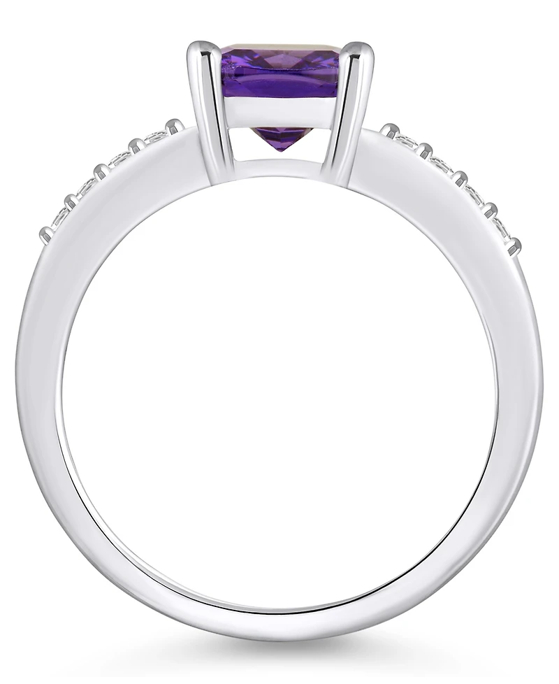 Macy's Amethyst and Diamond Ring (2 ct.t.w 1/8 ct.t.w) 14K White Gold