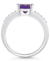 Macy's Amethyst and Diamond Ring (2 ct.t.w 1/8 ct.t.w) 14K White Gold