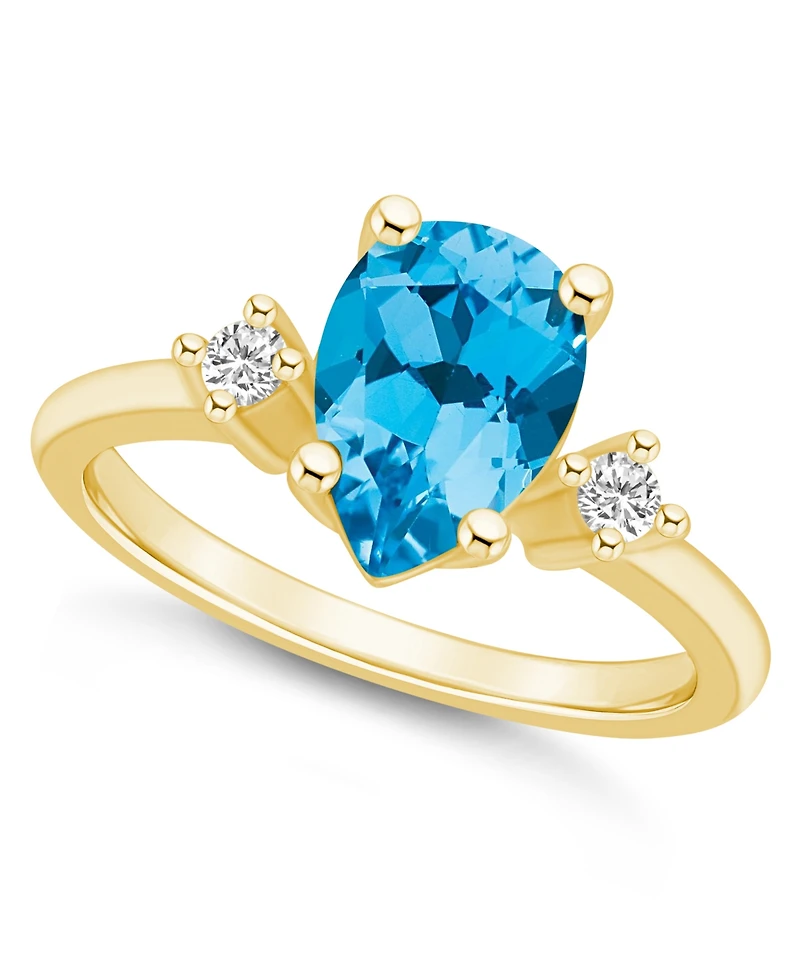 Macy's Blue Topaz and Diamond Ring (2-1/2 ct.t.w 1/10 ct.t.w) 14K Yellow Gold