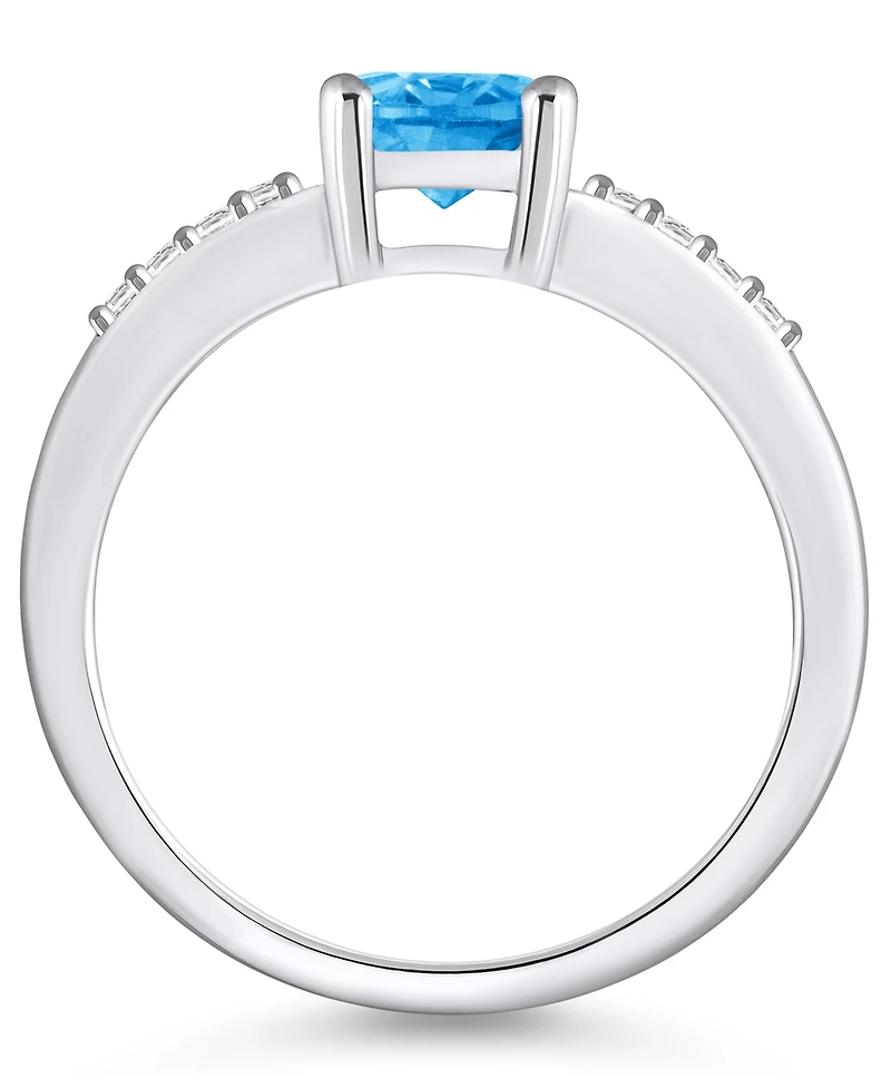 Macy's Blue Topaz and Diamond Ring (1- 5/8 ct.t.w 1/8 ct.t.w) 14K White Gold
