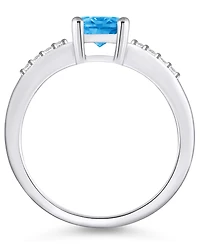 Macy's Blue Topaz and Diamond Ring (1- 5/8 ct.t.w 1/8 ct.t.w) 14K White Gold