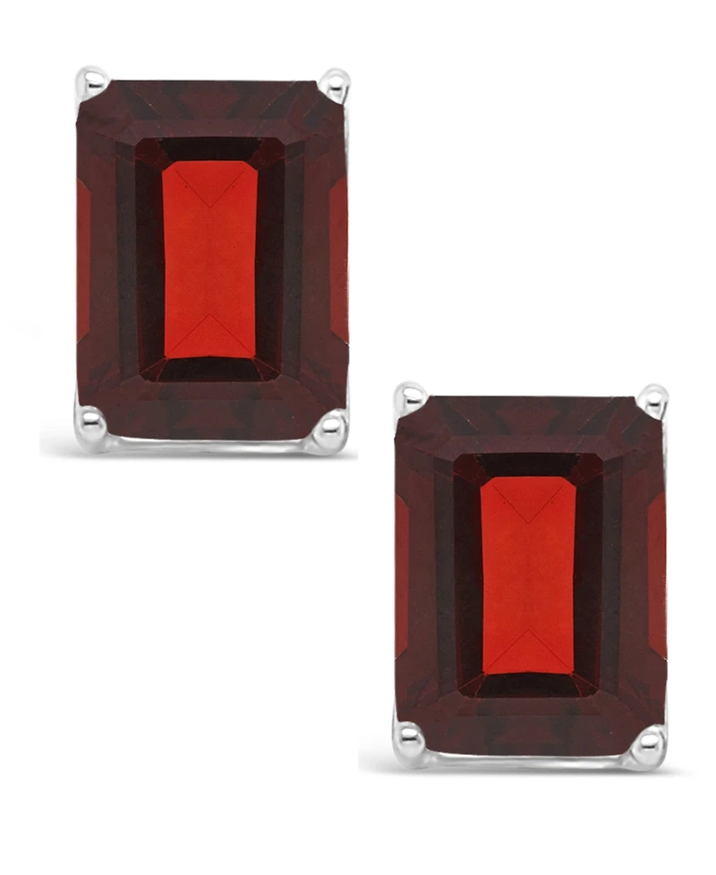 Macy's Garnet (3-7/8 ct. t.w.) Stud Earrings in 14K White Gold